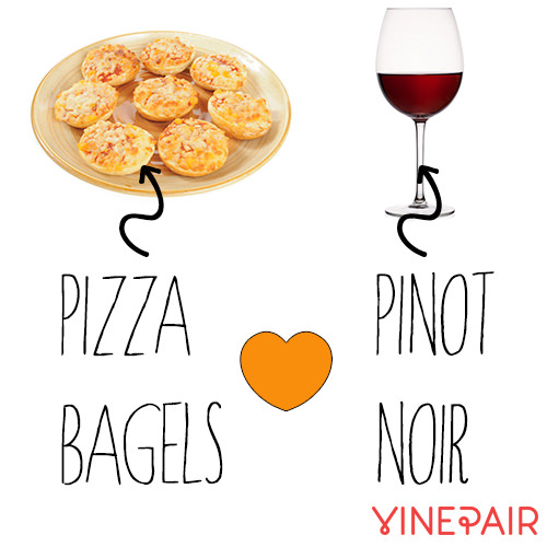 Les bagels Piiza se marient bien avec le Pinot Noir