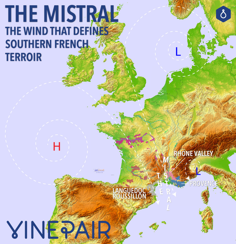 CARTE : Le vent de Mistral dans le sud de la France