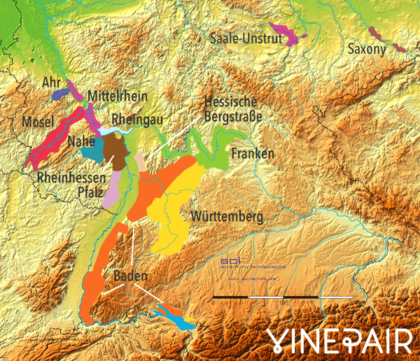 Carte Animée En Relief Des Régions Viticoles En Allemagne