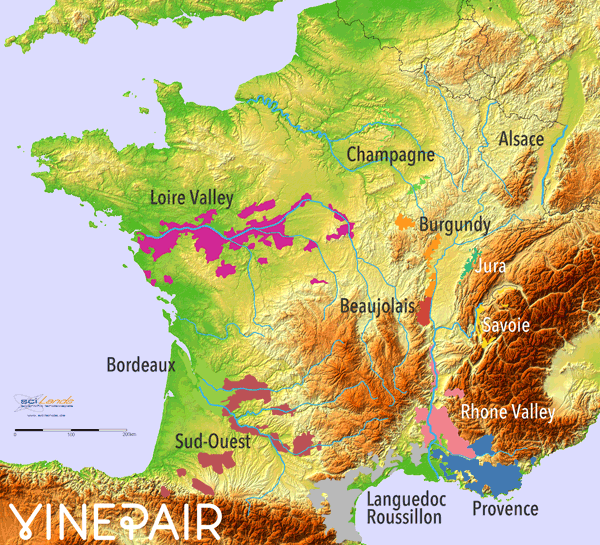 Carte Animée En Relief Des Régions Viticoles De France