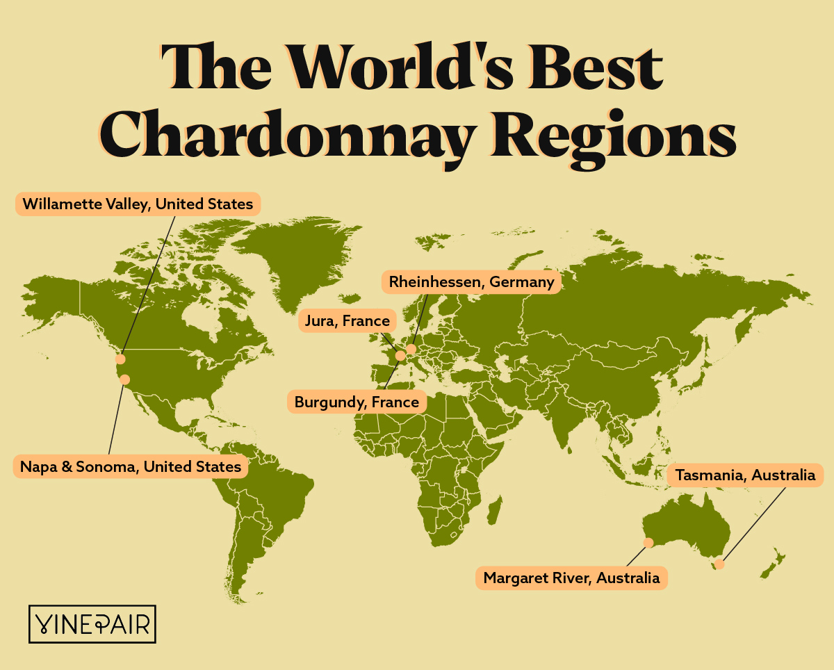 Les meilleures régions de chardonnay du monde, cartographiées