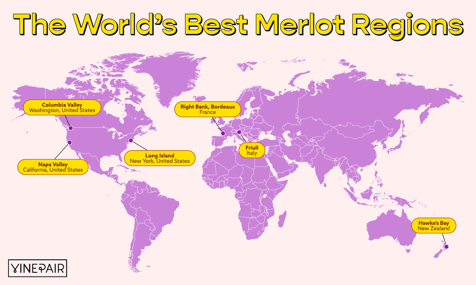 Ce sont les meilleures régions pour les vins de Merlot.