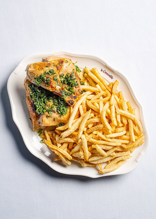 Au Crocodile, associez le poulet rôti à un Spritz.